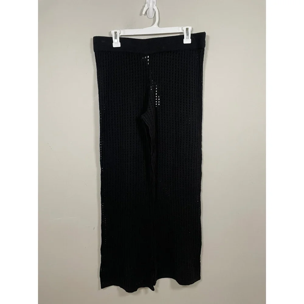 NWT‎ Sunshine 79 Resort Open Stitch Cover-Up Pants in Black Size Large